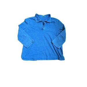 J.McLaughlin Blue Collared V-Neck 3/4 Sleeve Pullover Top Women's XL